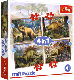 TREFL Puzzle 4 w 1 Ciekawe dinozaury