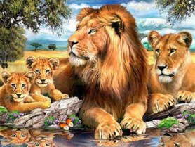 Diamentowa Mozaika Rodzina lwów