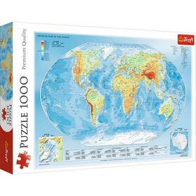 TREFL PUZZLE Mapa fizyczna Świata 1000el