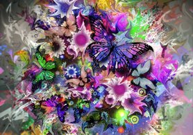 Diamentowa Mozaika Mandala Kwiaty z motylem