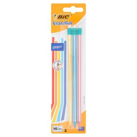BIC Evolution Stripes Bezdrzewny ołówek grafitowy z gumką HB 3szt