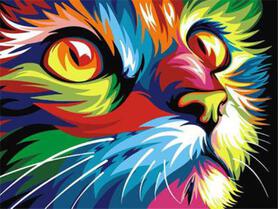 Diamentowa Mozaika Kolorowy Kot