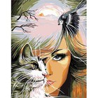 Diamentowa Mozaika Kobieta z kotem